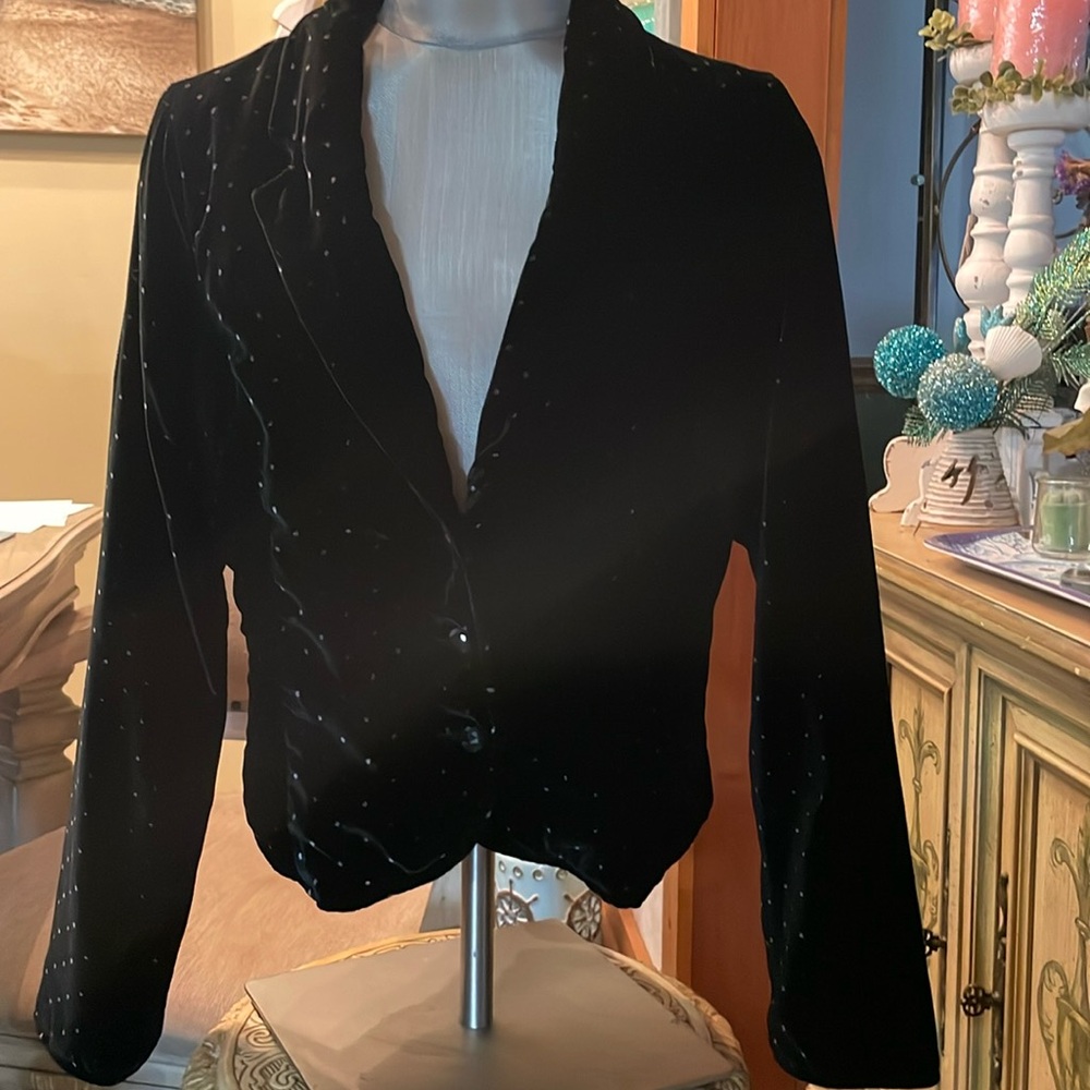Vintage Old Navy black w/gold dots blazer Large